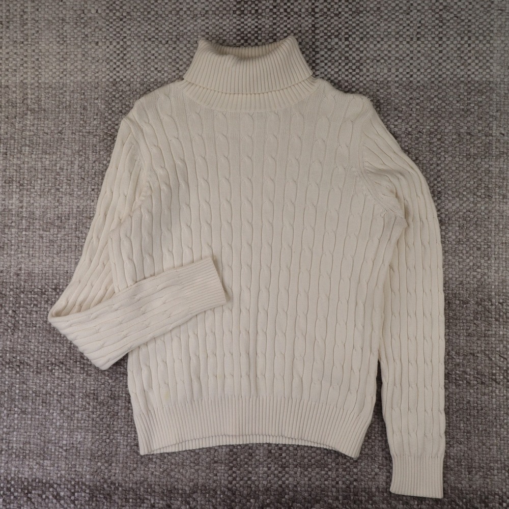 St. John's Bay Classic Cable Turtleneck Womens Large Cream Good Cable Knit